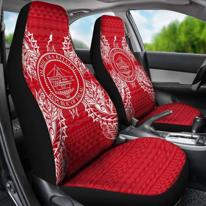 Palau Car Seat Cover - Palau Seal Map Red White -