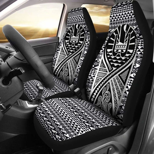 French Polynesia Car Seat Cover - French Polynesia Coat Of Arms Polynesia Tattoo Black -