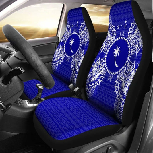 Chuuk Car Seat Cover - Chuuk Flag Map Blue -