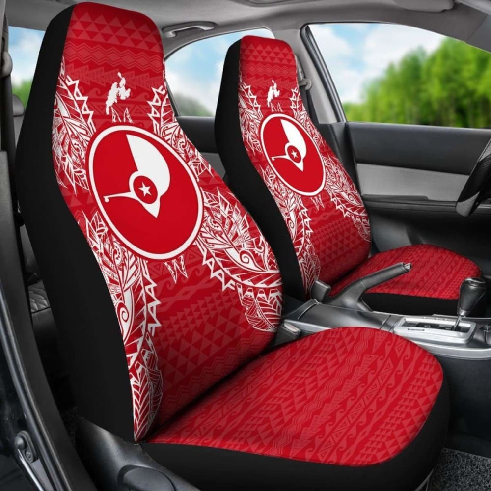 Yap Car Seat Cover - Yap Flag Map Red White -