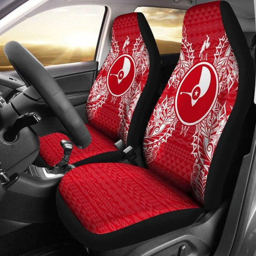 Yap Car Seat Cover - Yap Flag Map Red White -