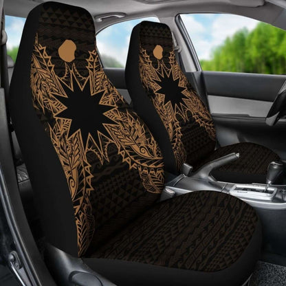 Nauru Car Seat Cover - Nauru Flag Map Gold -