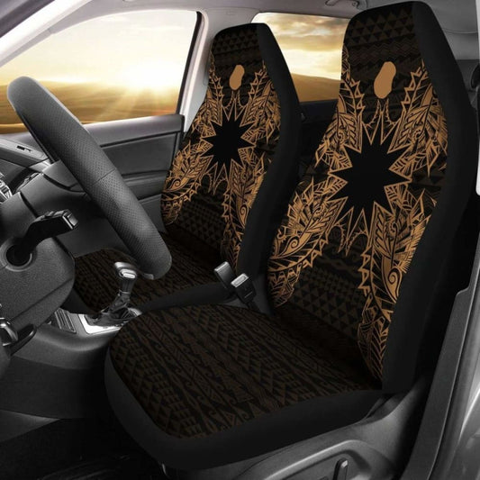 Nauru Car Seat Cover - Nauru Flag Map Gold -