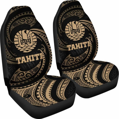 Tahiti Polynesian Car Seat Covers - Gold Tribal Wave -