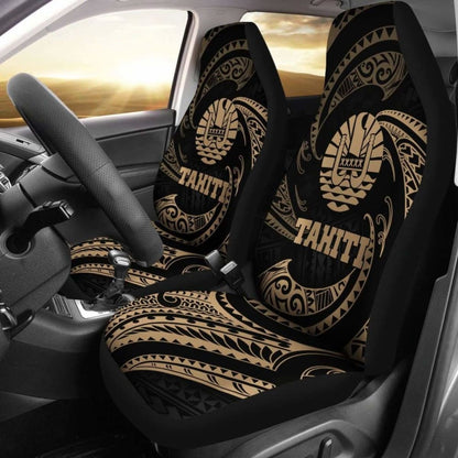 Tahiti Polynesian Car Seat Covers - Gold Tribal Wave -