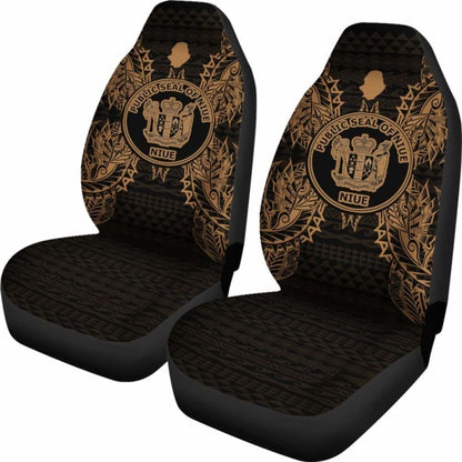 Niue Car Seat Cover - Niue Seal Map Gold -