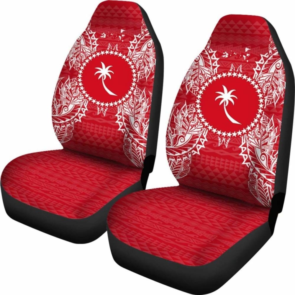 Chuuk Car Seat Cover - Chuuk Flag Map Red White -