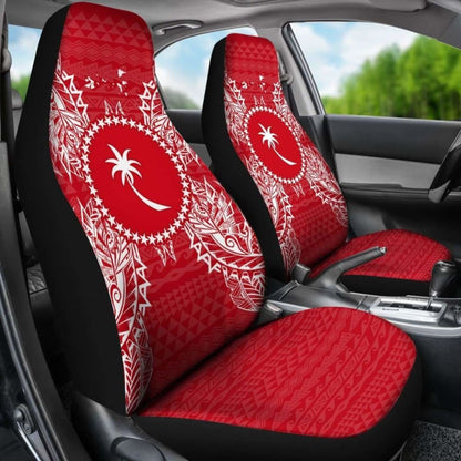 Chuuk Car Seat Cover - Chuuk Flag Map Red White -