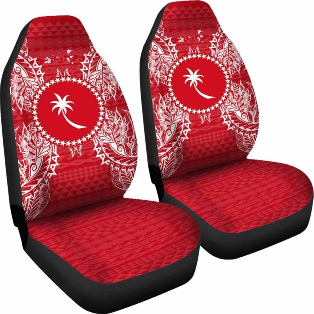 Chuuk Car Seat Cover - Chuuk Flag Map Red White -