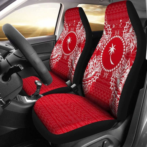 Chuuk Car Seat Cover - Chuuk Flag Map Red White -