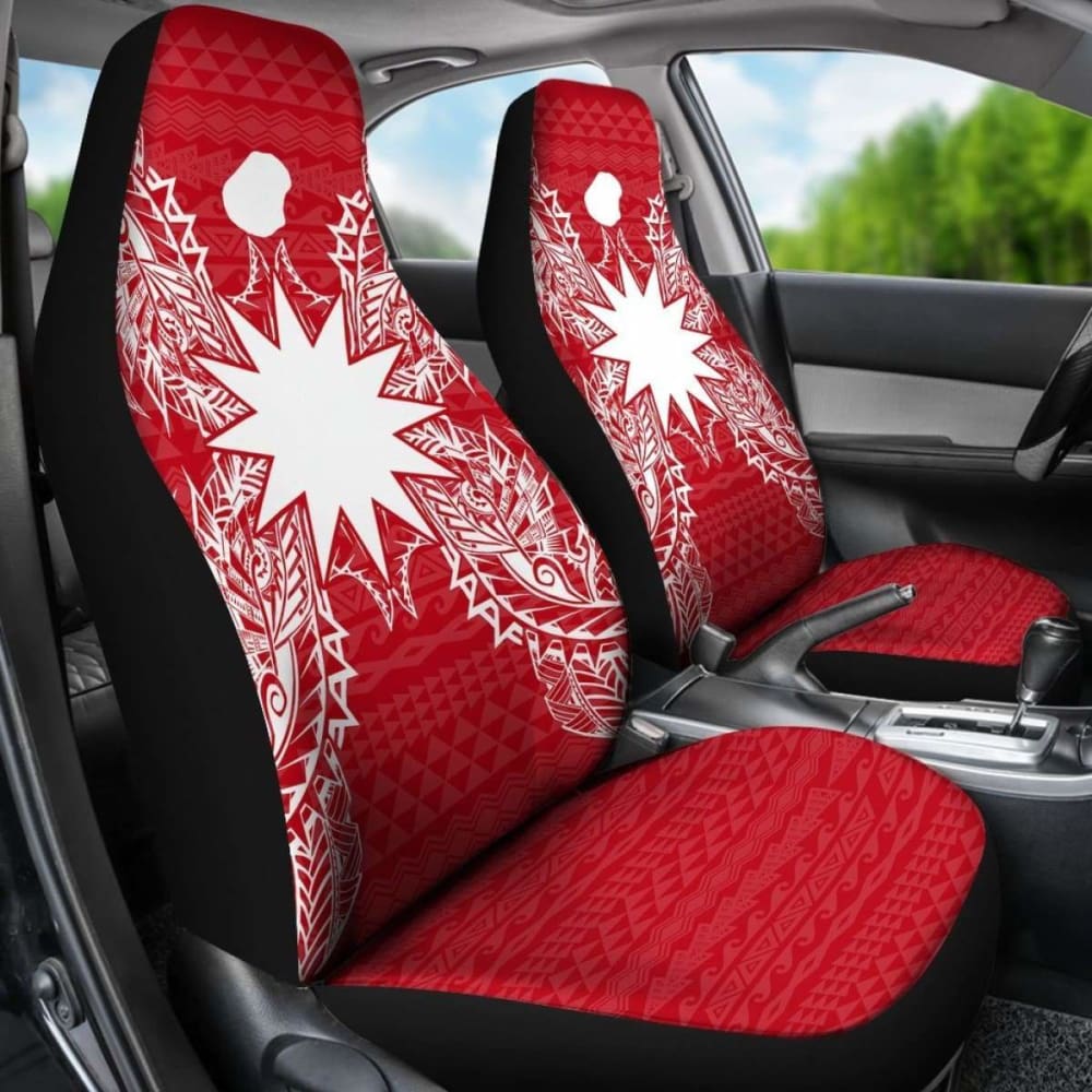 Nauru Car Seat Cover - Nauru Flag Map Red White -