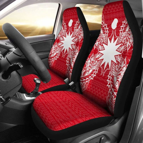 Nauru Car Seat Cover - Nauru Flag Map Red White -