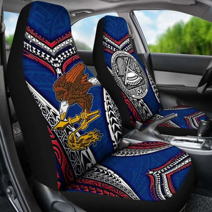 American Samoa Car Seat Covers - Warrior Style Polynesian Pattern -
