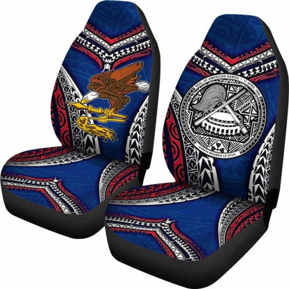American Samoa Car Seat Covers - Warrior Style Polynesian Pattern -