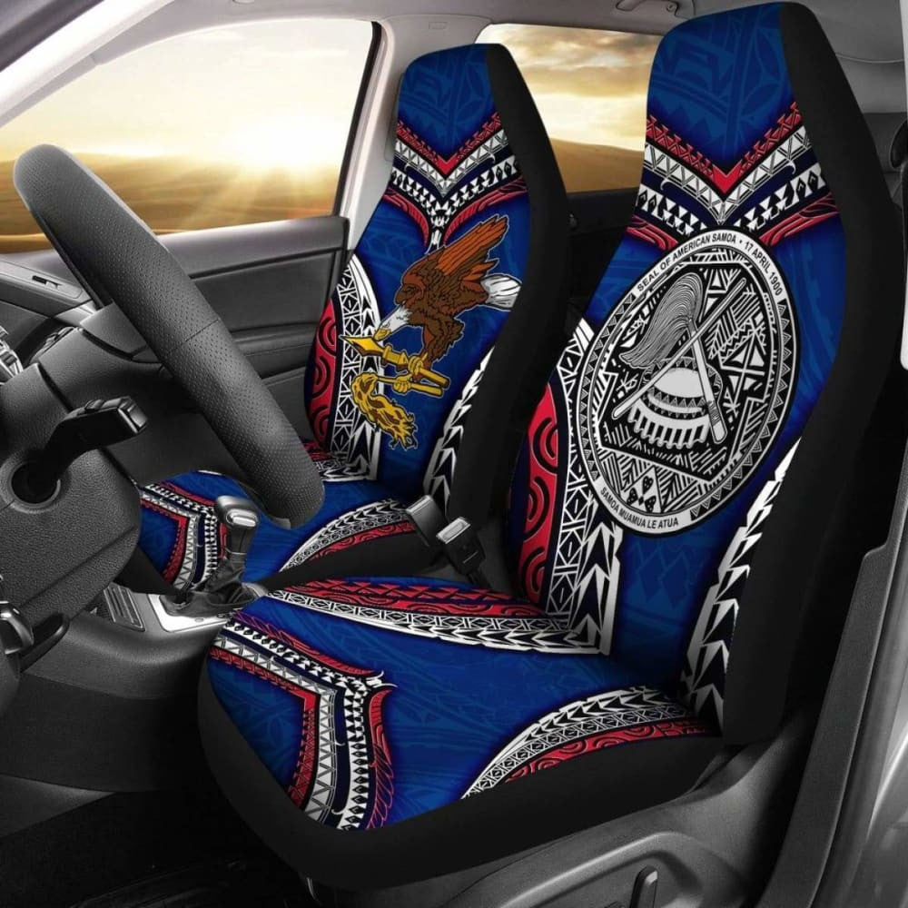 American Samoa Car Seat Covers - Warrior Style Polynesian Pattern -