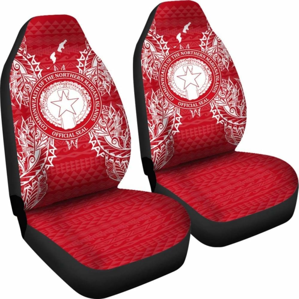 Northern Mariana Islands Car Seat Cover - C N M I Seal Map Red White -