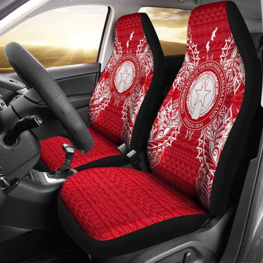 Northern Mariana Islands Car Seat Cover - C N M I Seal Map Red White -
