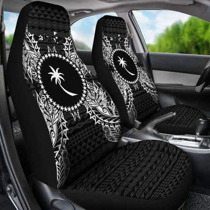 Chuuk Car Seat Cover - Chuuk Flag Map Black -