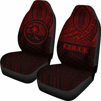 Chuuk Car Seat Covers - Chuuk Flag Black Red Version -