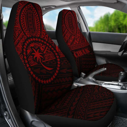 Chuuk Car Seat Covers - Chuuk Flag Black Red Version -