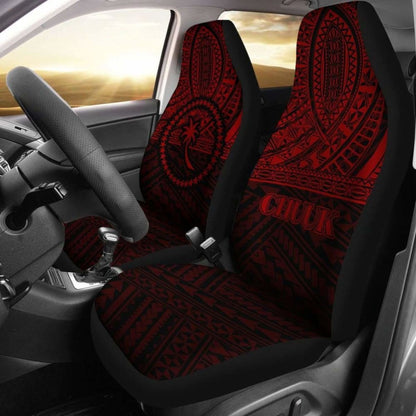 Chuuk Car Seat Covers - Chuuk Flag Black Red Version -