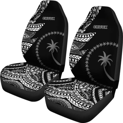 Chuuk Car Seat Covers - Micronesian Pattern Flash Black -