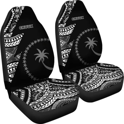 Chuuk Car Seat Covers - Micronesian Pattern Flash Black -