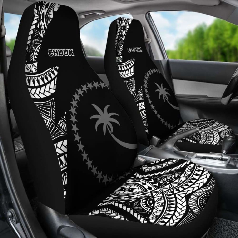 Chuuk Car Seat Covers - Micronesian Pattern Flash Black -