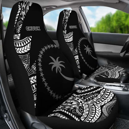 Chuuk Car Seat Covers - Micronesian Pattern Flash Black -