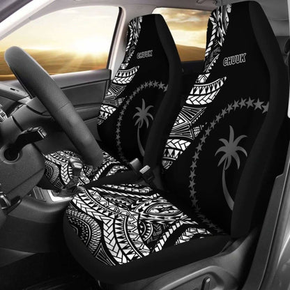 Chuuk Car Seat Covers - Micronesian Pattern Flash Black -