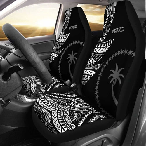 Chuuk Car Seat Covers - Micronesian Pattern Flash Black -