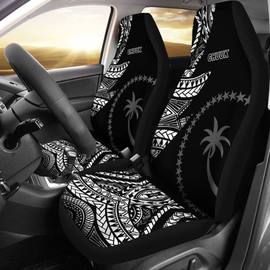 Chuuk Car Seat Covers - Micronesian Pattern Flash Black -