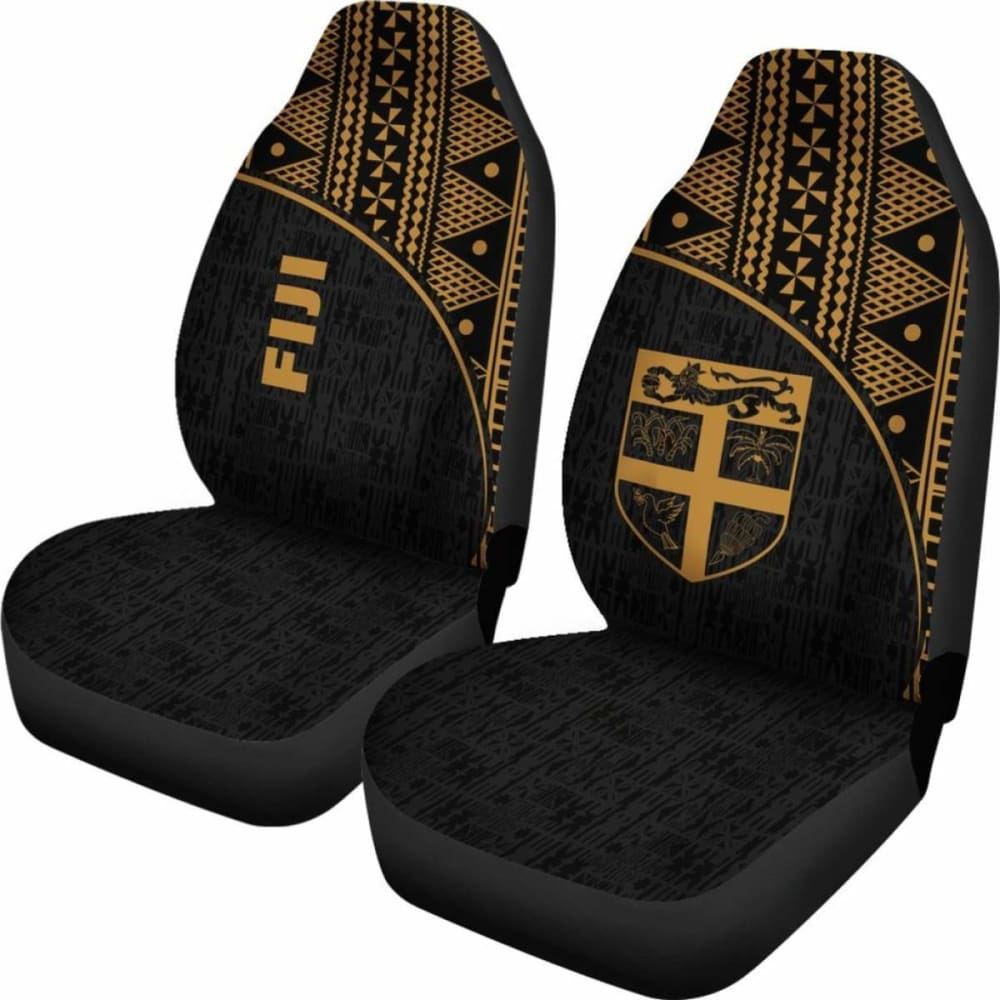 Fiji Tapa Car Seat Covers - Fiji Flag Polynesian Gold Curve -