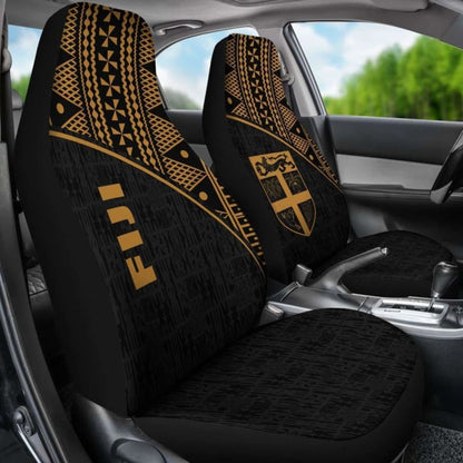 Fiji Tapa Car Seat Covers - Fiji Flag Polynesian Gold Curve -