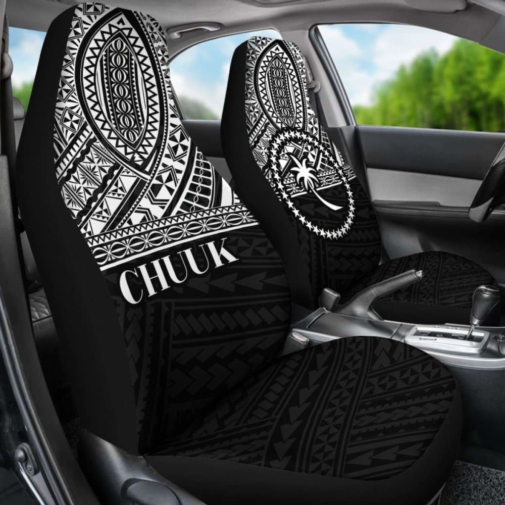 Chuuk State Car Seat Covers - Chuuk Flag Black Version -