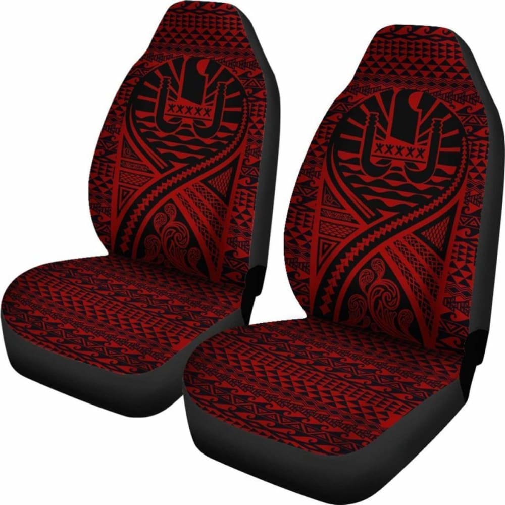 French Polynesia Car Seat Cover - French Polynesia Coat Of Arms Polynesia Tattoo Red -