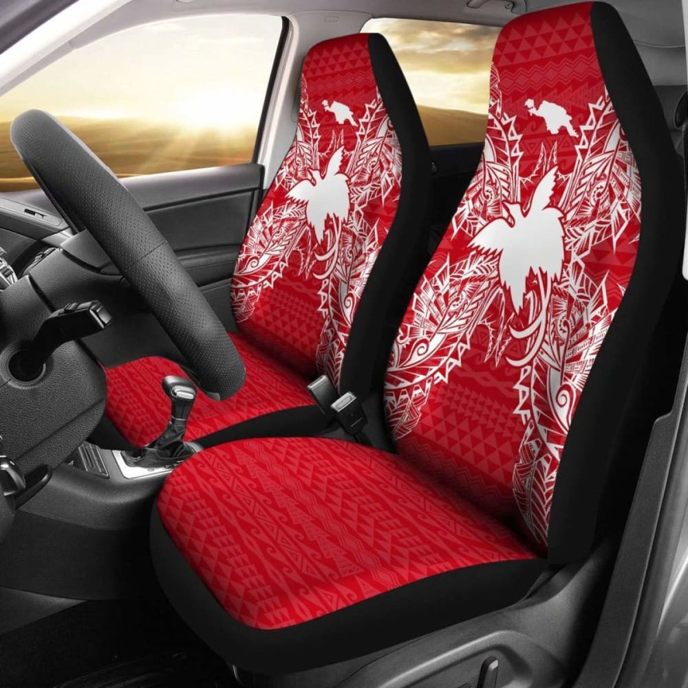 Papua New Guinea Car Seat Cover - Papua New Guinea Flag Map Red White -