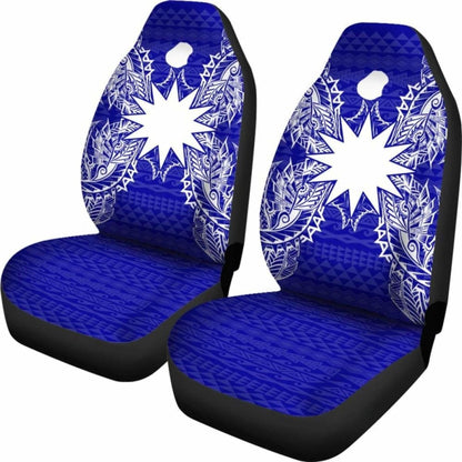Nauru Car Seat Cover - Nauru Flag Map Blue -