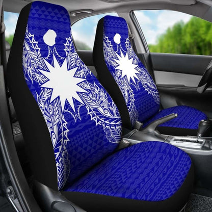 Nauru Car Seat Cover - Nauru Flag Map Blue -