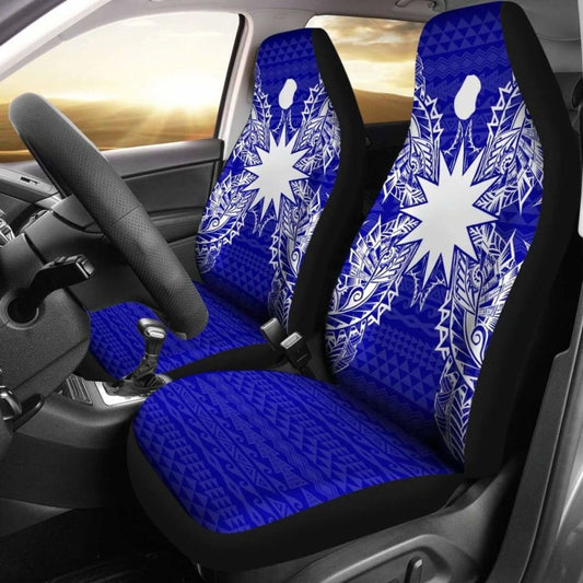Nauru Car Seat Cover - Nauru Flag Map Blue -