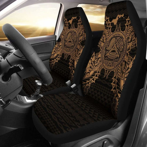 American Samoa Car Seat Covers - American Samoa Seal Map Gold -