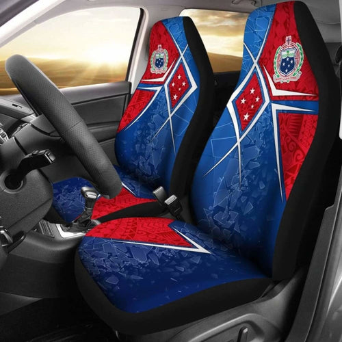 Samoa Car Seat Covers - Samoa Flag With Polynesian Patterns -