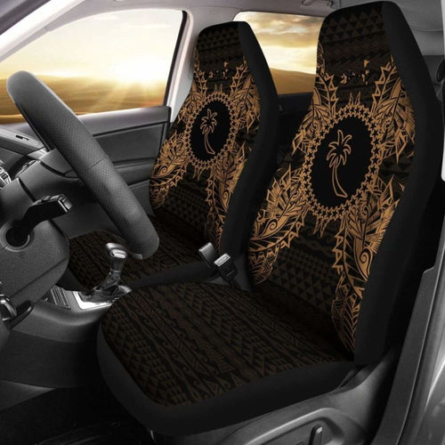 Chuuk Car Seat Cover - Chuuk Flag Map Gold -