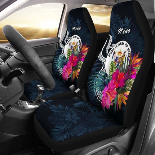 Niue Car Seat Covers Polynesian Tropical Flower