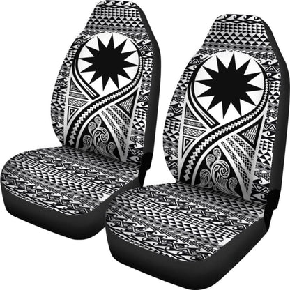 Nauru Car Seat Cover - Nauru Flag Polynesian Tattoo Black -