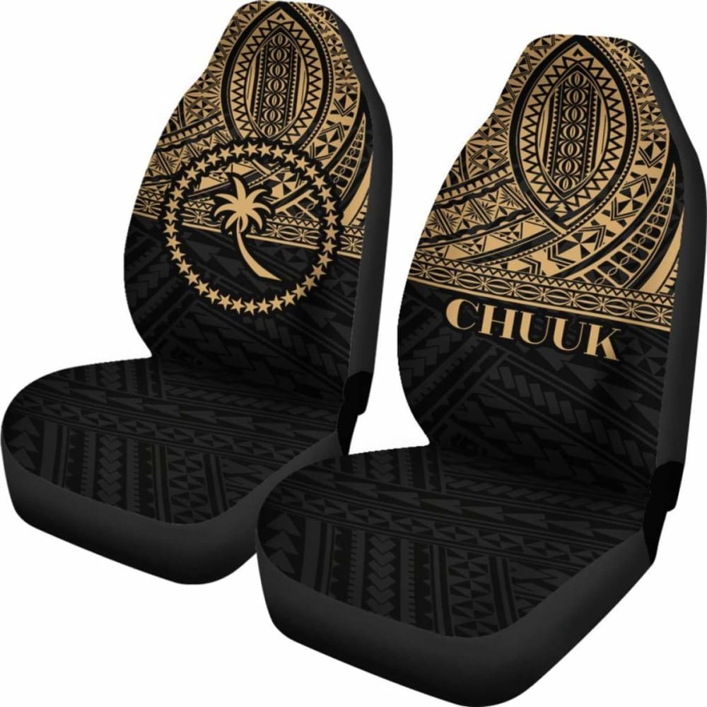 Chuuk State Car Seat Covers - Chuuk Flag Gold Version -