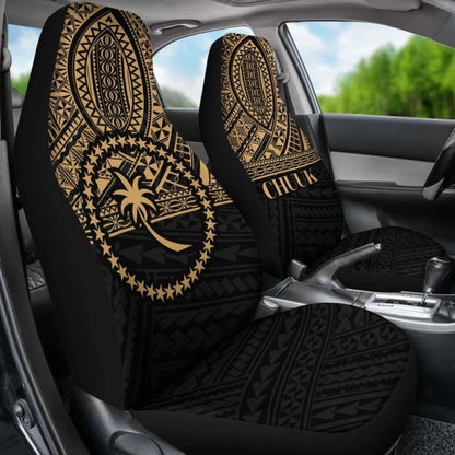 Chuuk State Car Seat Covers - Chuuk Flag Gold Version -