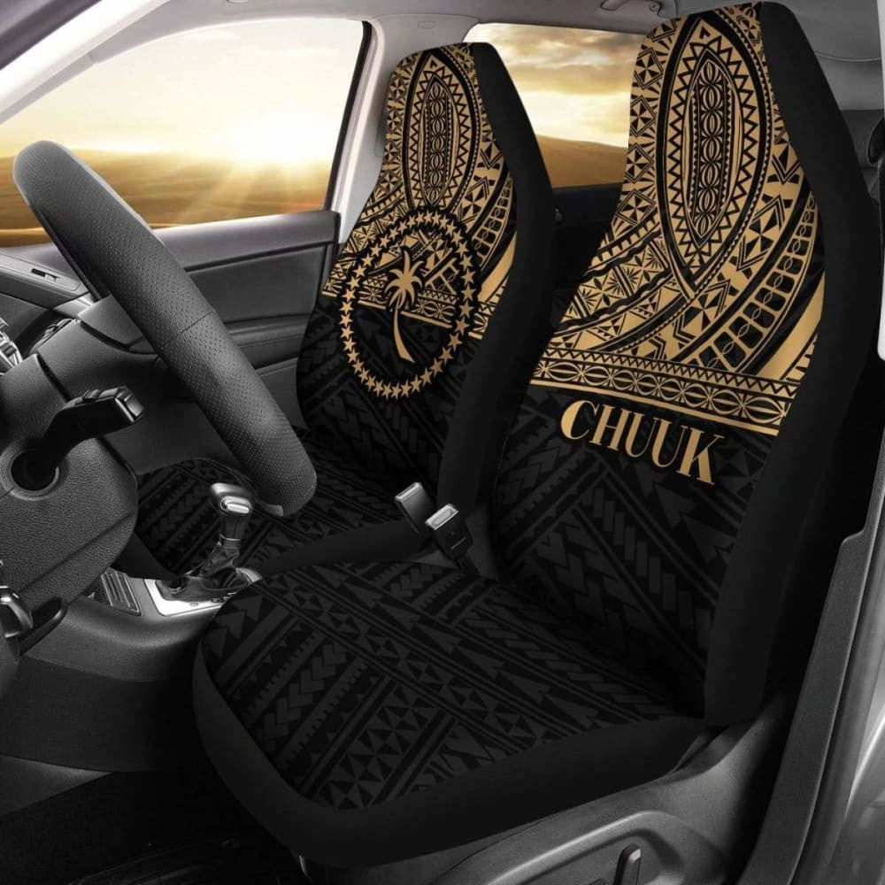 Chuuk State Car Seat Covers - Chuuk Flag Gold Version -