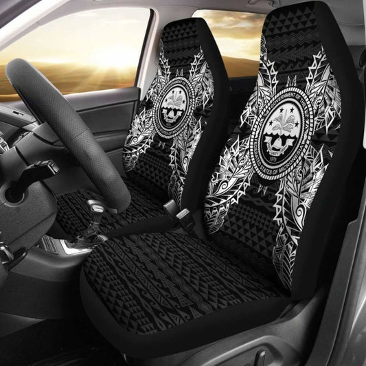 Federated States Of Micronesia Polynesia Car Seat Cover - F S M Seal Map Black -