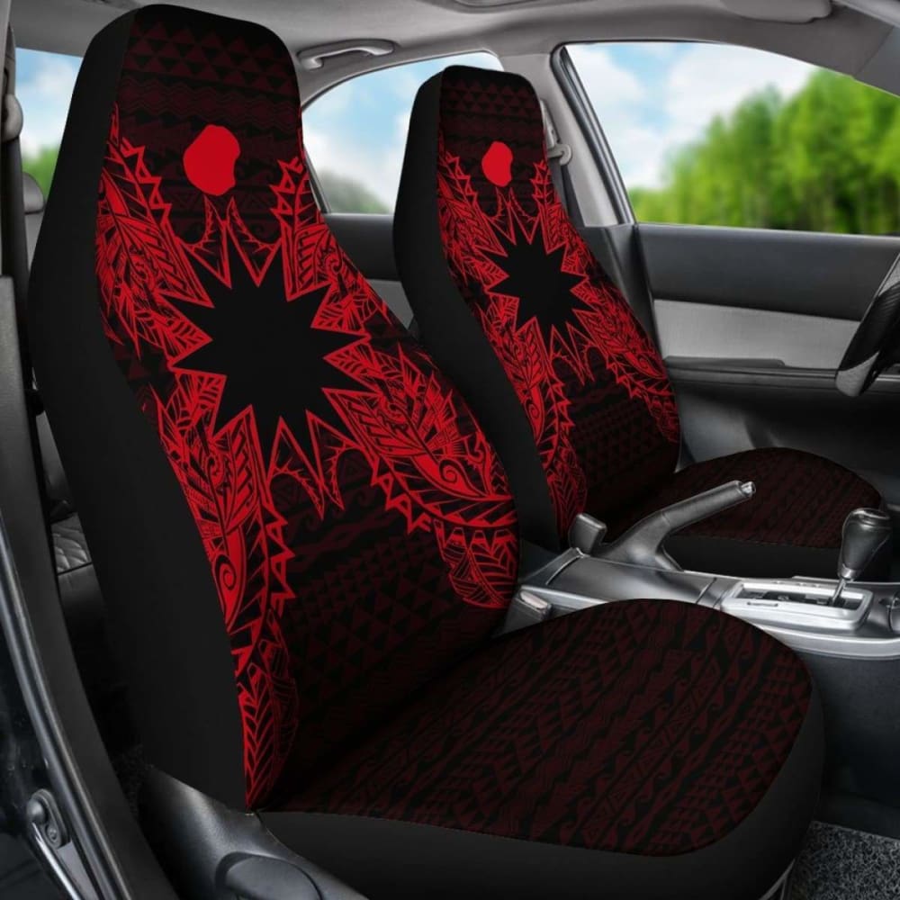 Nauru Car Seat Cover - Nauru Flag Map Red -